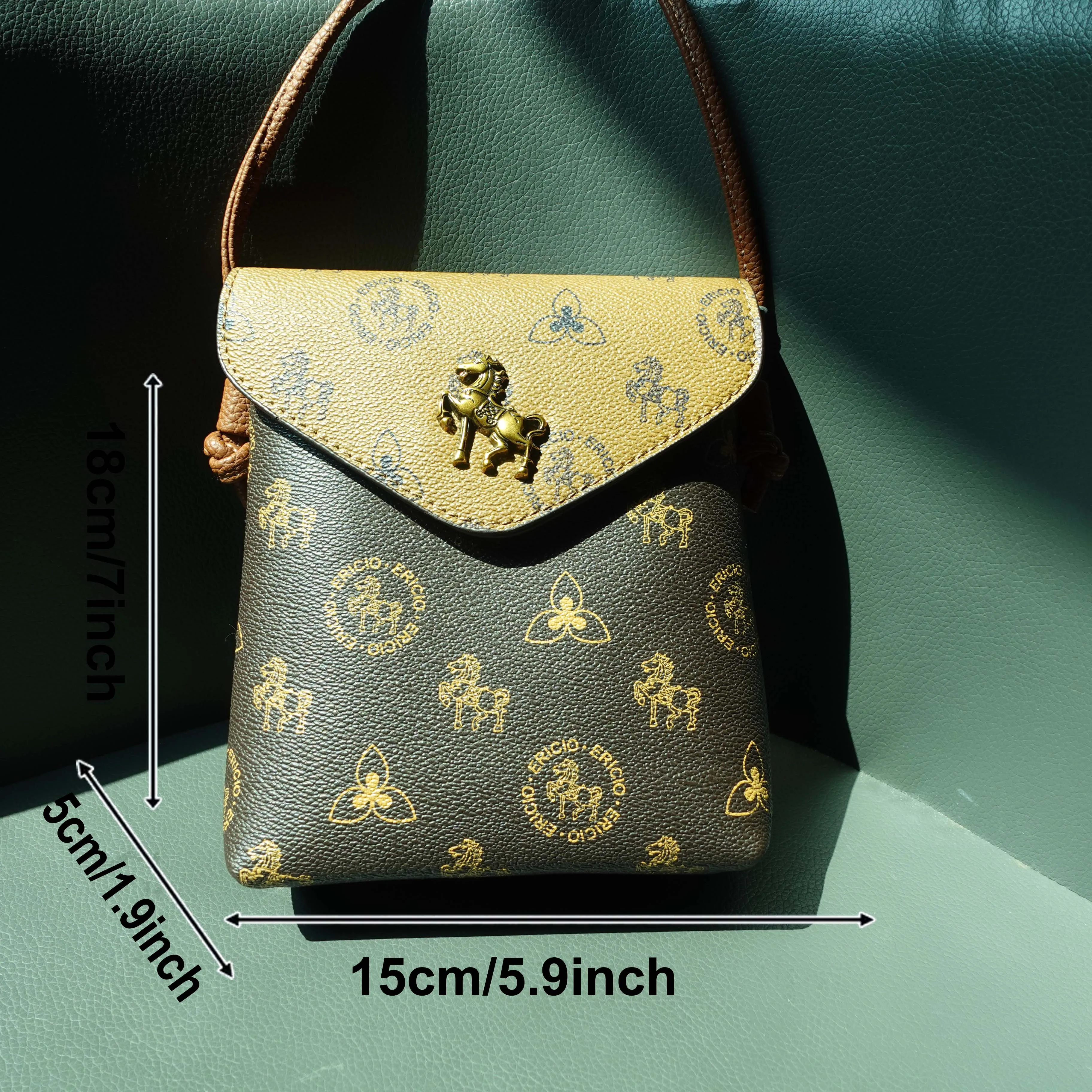 

2024 New Lady Girls Mobile Purse Crossbody Elegant Horse Printing Unique Style Sling Bag