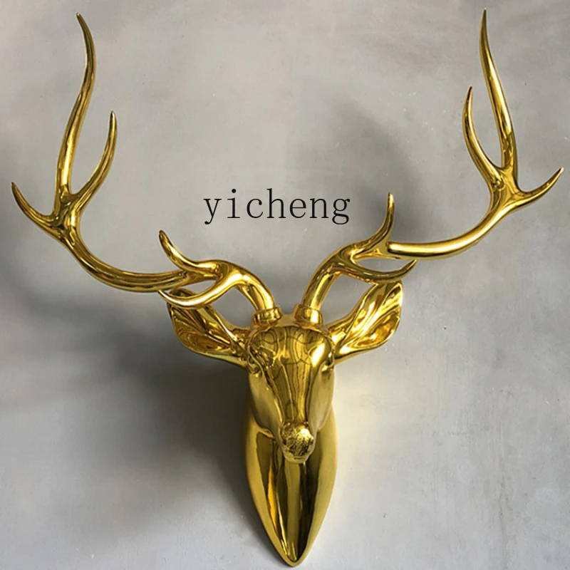 XL Large Electroplated Gold Deer Head Wall Hangings Pendant Hallway Aisle Wall Decoration