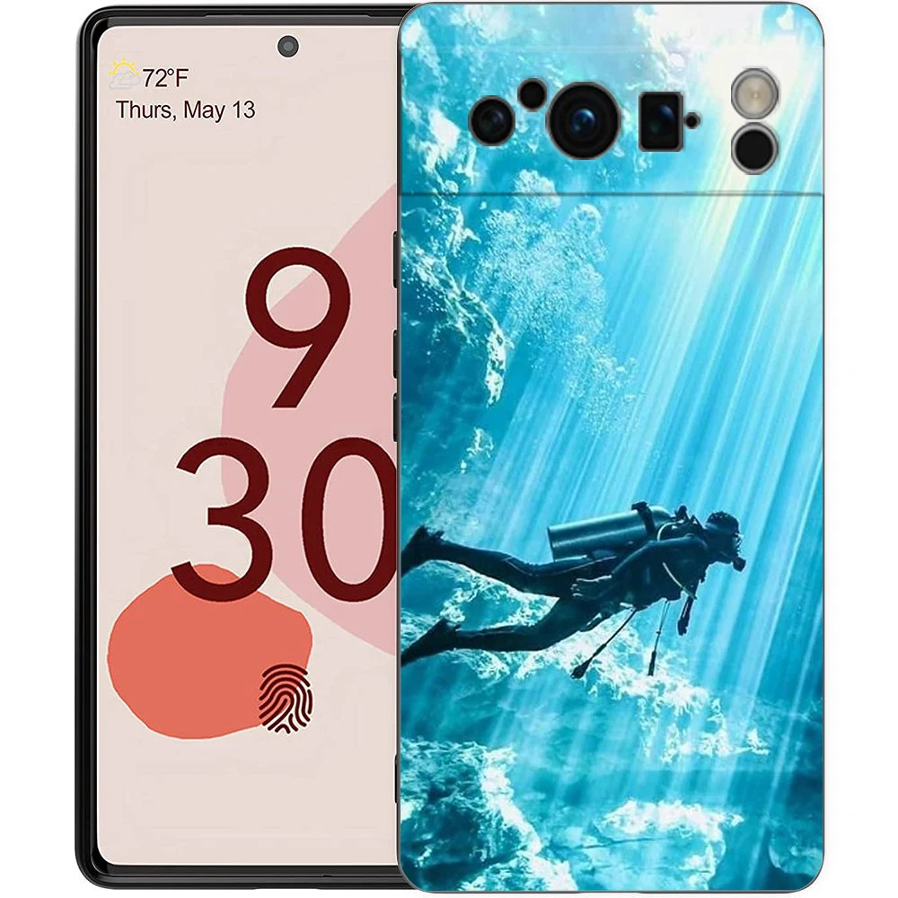 حافظة لهاتف جوجل بيكسل 9 8 7 6 برو XL 8A 6A 7A 5G غطاء أسود ناعم مقاوم للصدمات من البولي يوريثان الحراري