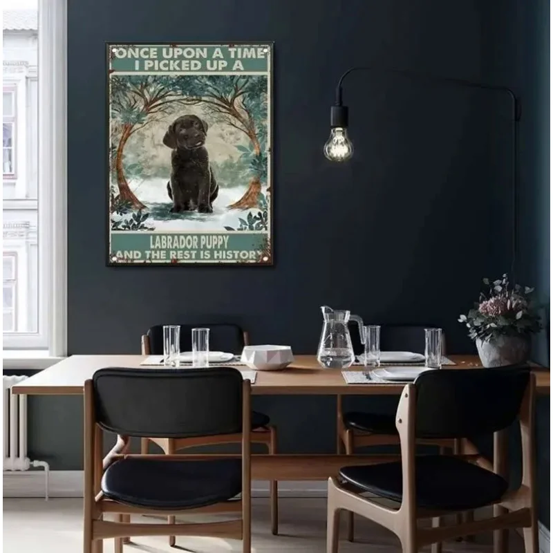 Chocolate Labrador Puppy Formerly Vintage Tin Signs Decor Poster Chocolate Labrador Amorous Man Fun Dog Wall Art Creative