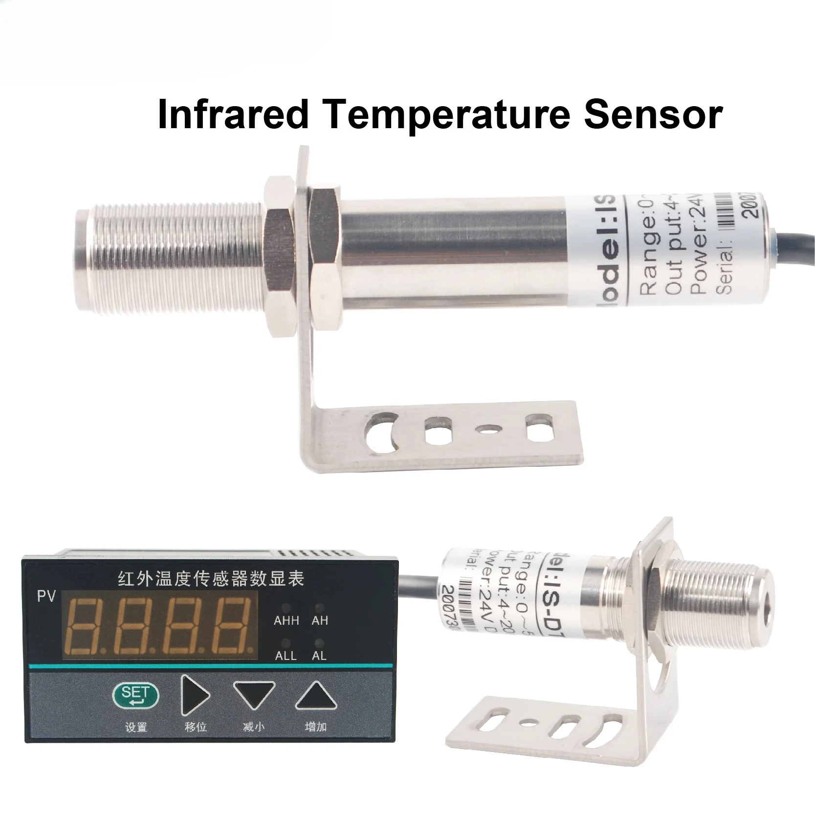 مستشعر درجة الحرارة HW-DT100 0‐600 ° C مسبار عدم الاتصال 4‐20mA RS485 مع شاشة رقمية للاستخدام الصناعي