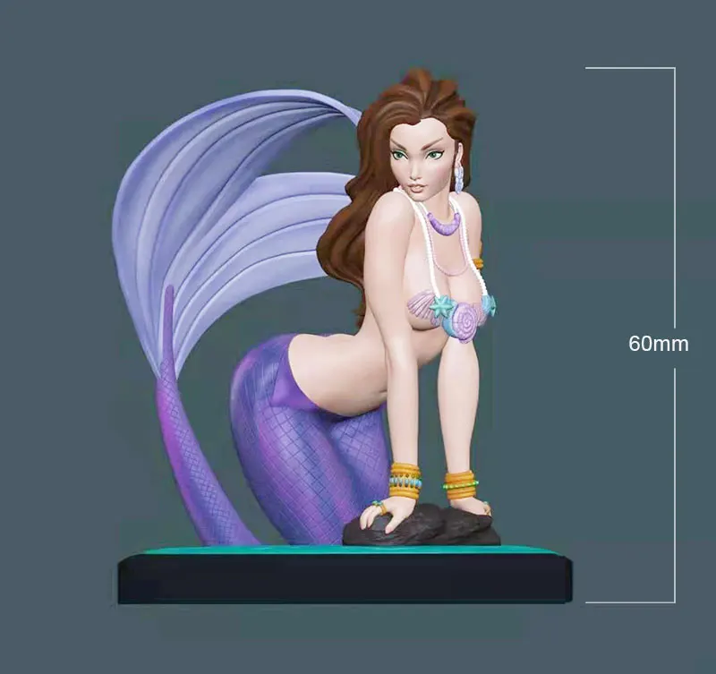 60Mm Resin Model Kits De Mermaid Meisje Figuur Unpainted Sculptuur Geen Kleur RW-265