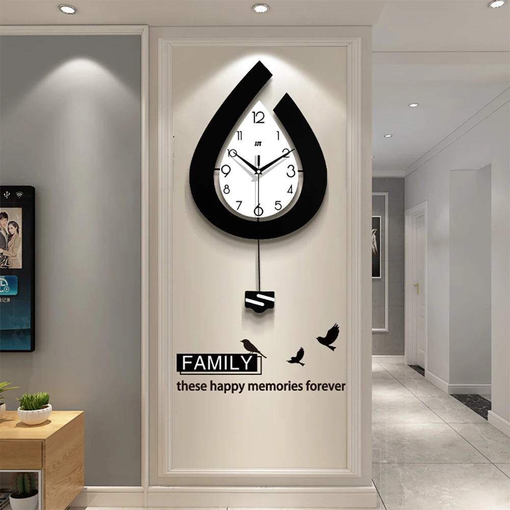 Modern Minimalist Silent Wall Clock Diamond Shape Swinging Pendulum Living Room Home Office Decor Silent Timepiece Wall Art