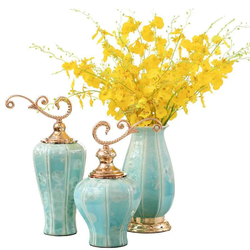 

European Style Dried Flower Vase Decoration Home Accessories Handicraft Ceramic Pot Living Room Table