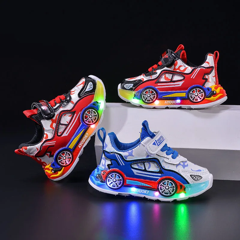 Fashion Girls Shoes Spring New Kids Shoes Soft Sole Boys' LED Light Shoe Simple Child Sports Shoes Anti Slip Girl Casual Shoe
