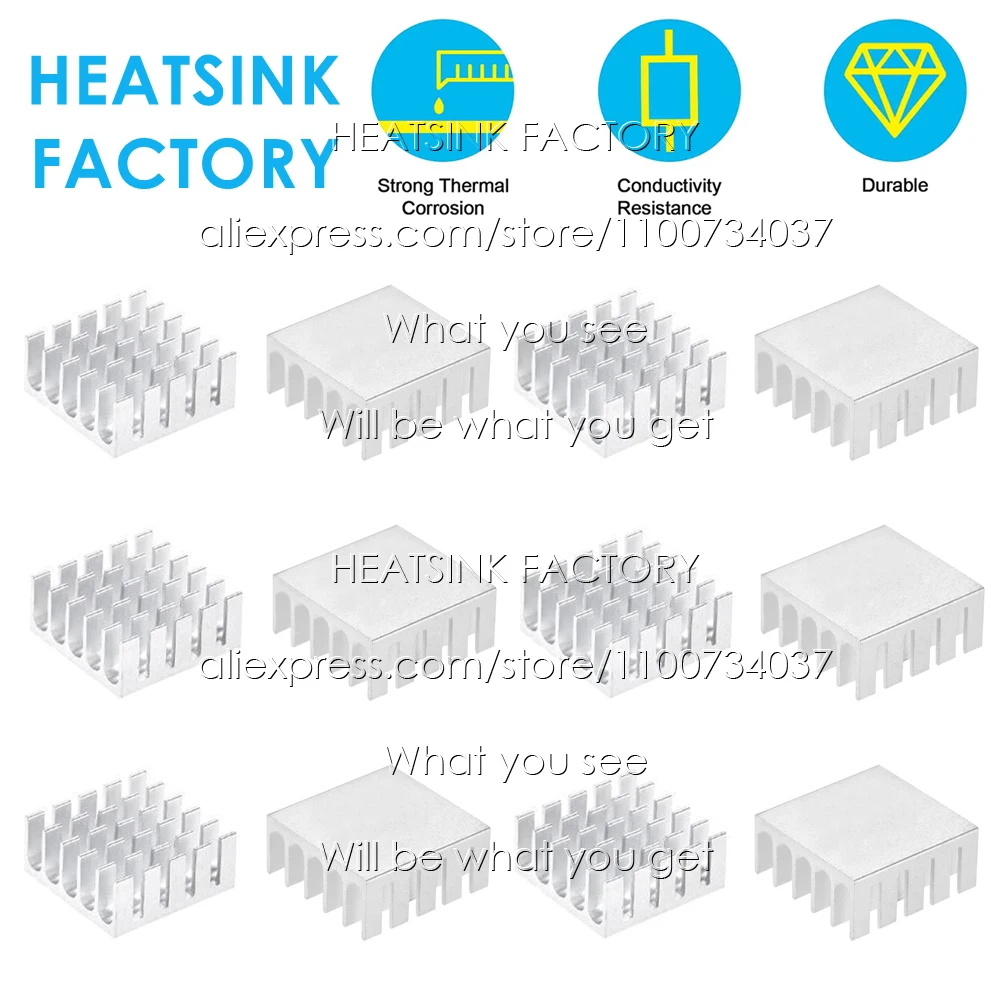 22x22x10mm Silver Zigzag Aluminum Pin Fins Fans & Heatsink Cooling for LED Power IC Transistor Module PCB