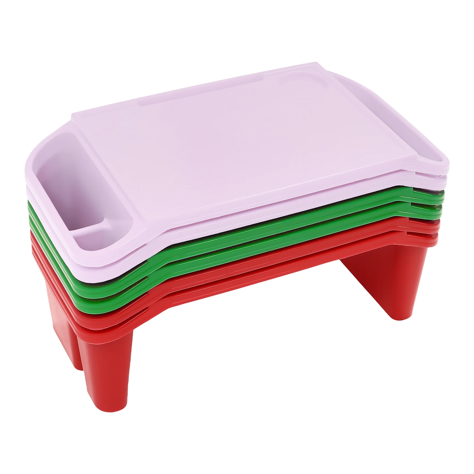 Red Green Purple Rectangle Kids Lap Desk Tray Breakfast Laptop Trays With Side Pockets Portable Lap Bed Table Drawing 6Pcs
