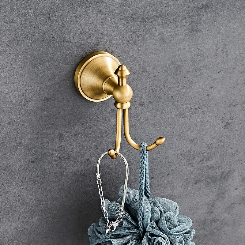 

Латунные крючки в европейском античном стиле, двойные крючки, винтажные крючки для ванной комнаты, крючки для прихожей, настенные резные крючки без сверления.