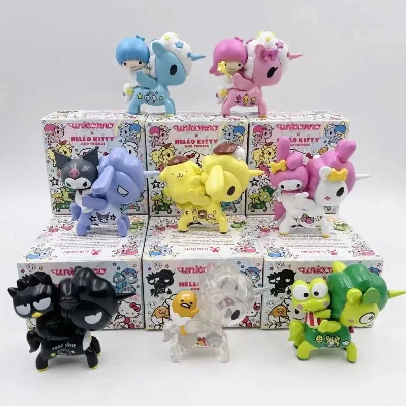 Original Genuine Cute Hello Kitty Sanrio Figure Anime Kawaii Kuromi Cinnamoroll My Melody Gudetamas Unicorn Figurine Toys Gift view 2