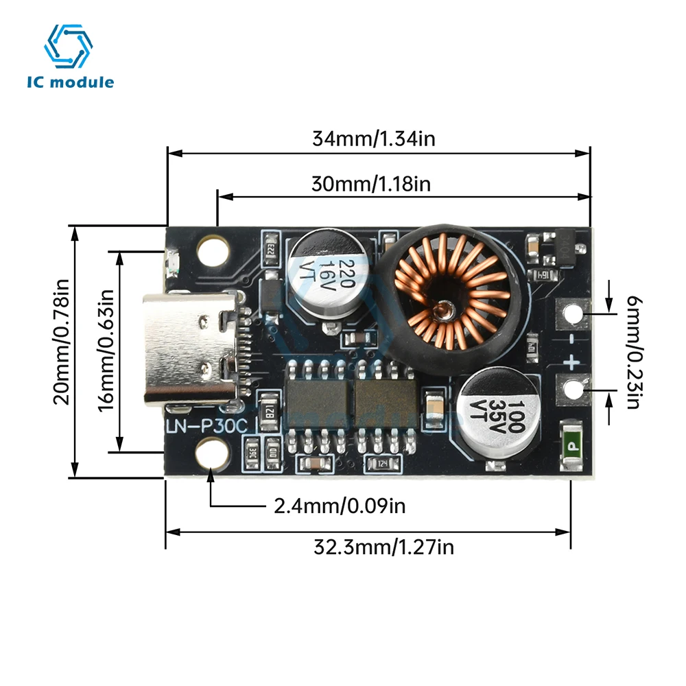 30W PD3.0 & QC3.0 Fast Charge Module Type-C Car Charger Module Mobile Phone Fast Charging Module