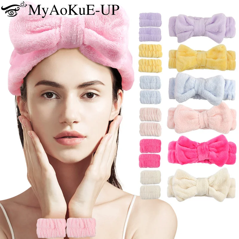 3Pcs Fashion Washing Headband Wristbands Scrunchies Puffy Headband Spa Bubble Headband For Face Washing Makeup Shower Skincare