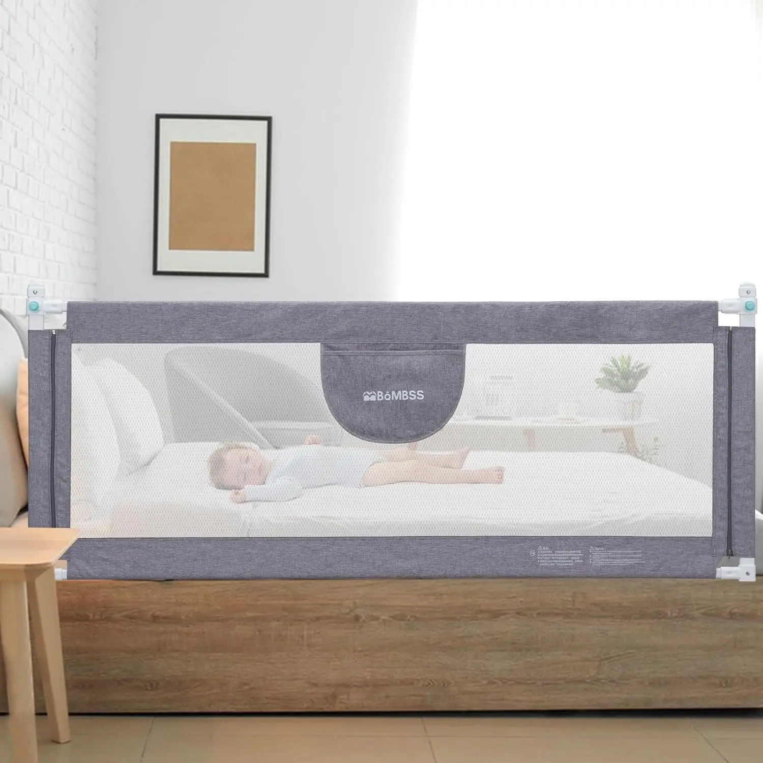 Universal Adjustable Bed Rails for Toddlers, Extra Tall Safety Guard with Double Lock Fits Queen King Twin Full Mattress