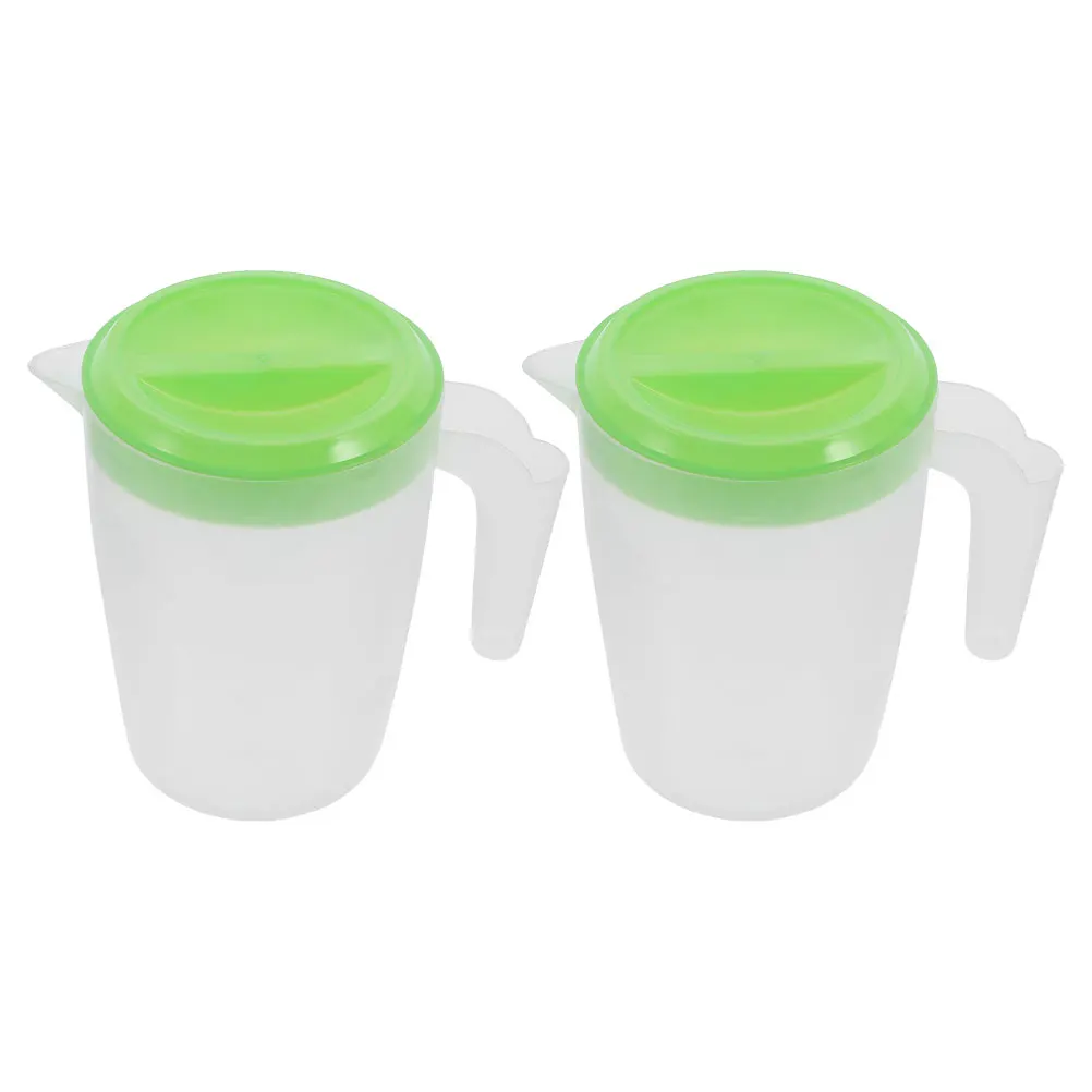 

2PCS Plastic Cold Water Pitcher Leakproof Lid Comfortable H for Restaurant Bar Cafe Juices Beverages Storage Container