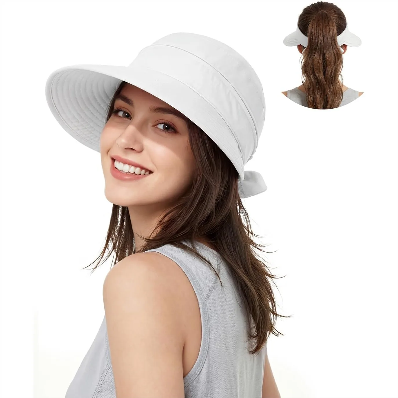 Wide Brim Sun Hat for Women with Visor