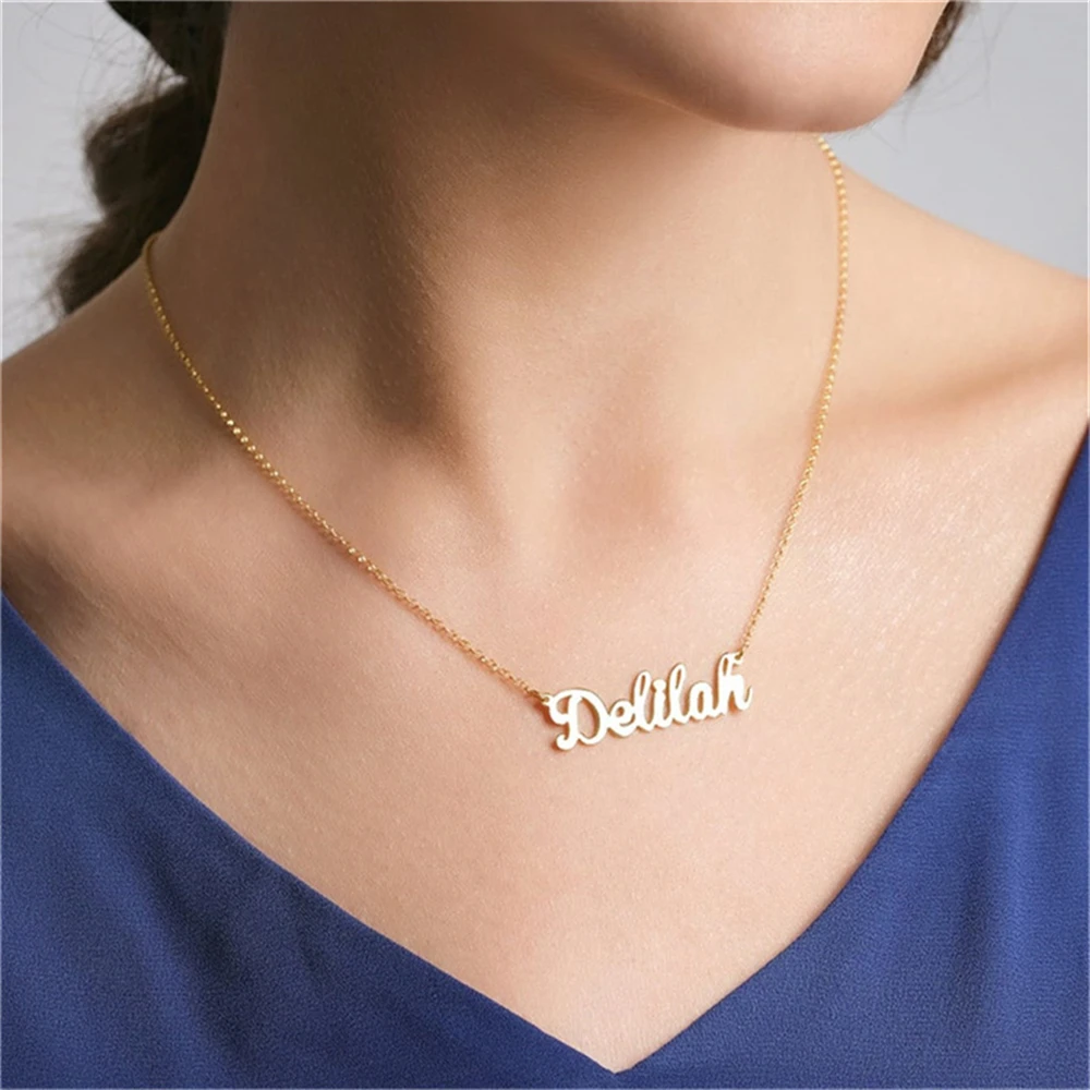 

Custom Name Stainless Steel Necklace for Women Personalized Nameplate Pendant Gold Cross Chain Choker Jewelry Gift Collier Homme