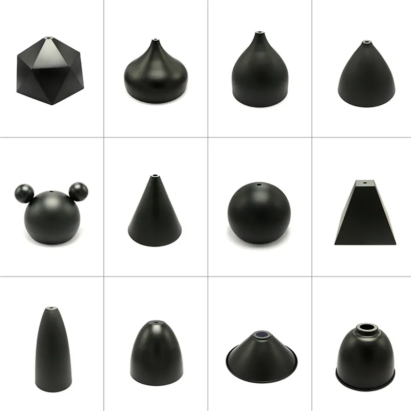 Black Finished Iron Metal Lamp Shade Industrial Edison Bulb Iron Canopy DIY Light Accessories Flat Cone Pendant Round Lampshades