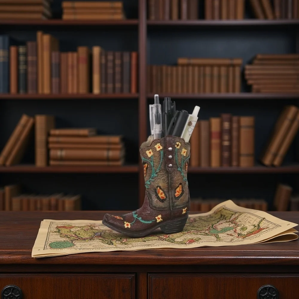 Kreativer Retro-Denim-Stiefel-Stiftehalter Multifunktionales Büro-Schreibtisch-Aufbewahrungszubehör Heimdekoration Schminktisch-Organizer – Detail 6