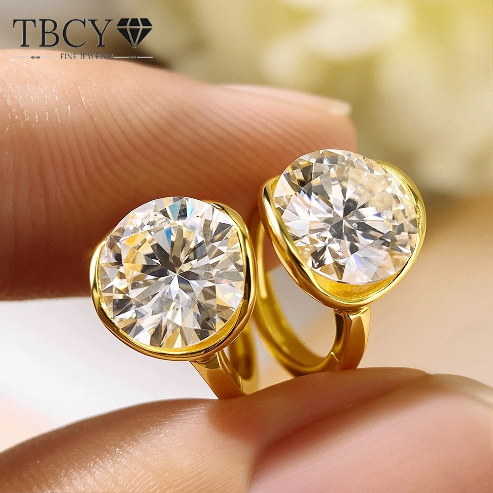 TBCYD 2CT Moissanite Hoop Earrings S925 Silver Plated 18K Gold Stud Ear for Men Women Dainty Fine Jewelry Gift