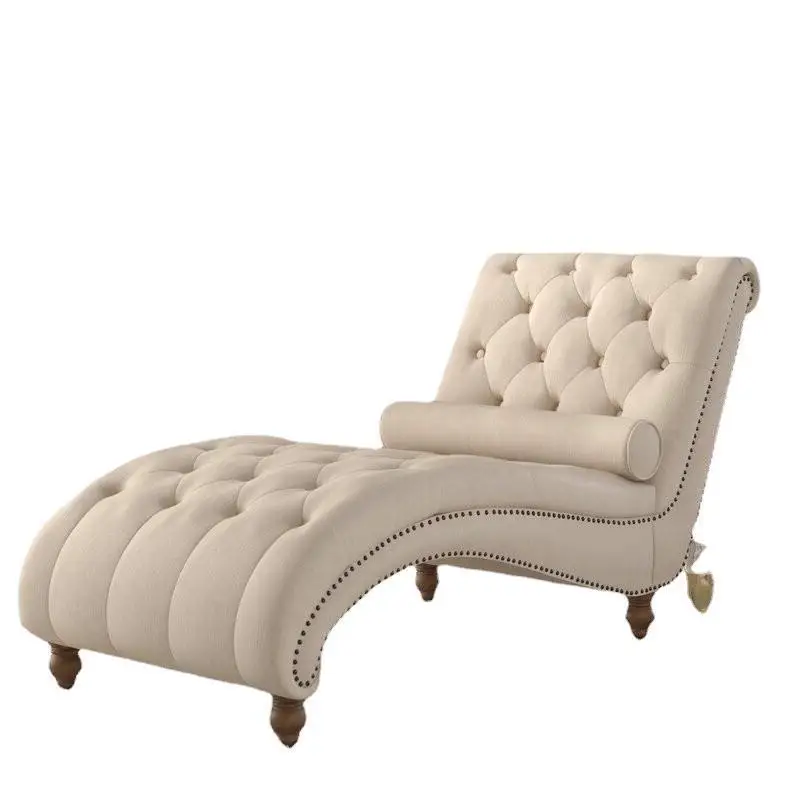 American country bedroom solid wood fabric concubine chair Nordic lazy recliner French leisure toffee sofa court