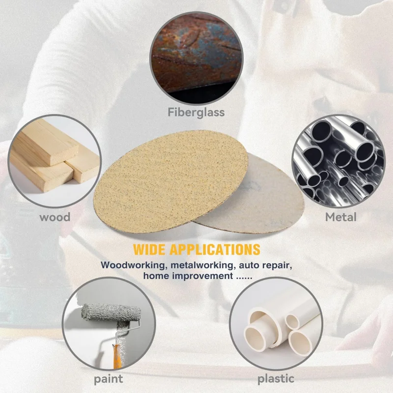 3 Inch Hook Loop Sanding Discs Orbital Sander 40-180 Grits Sandpaper for Woodworking & Automotive Metal Stone Application