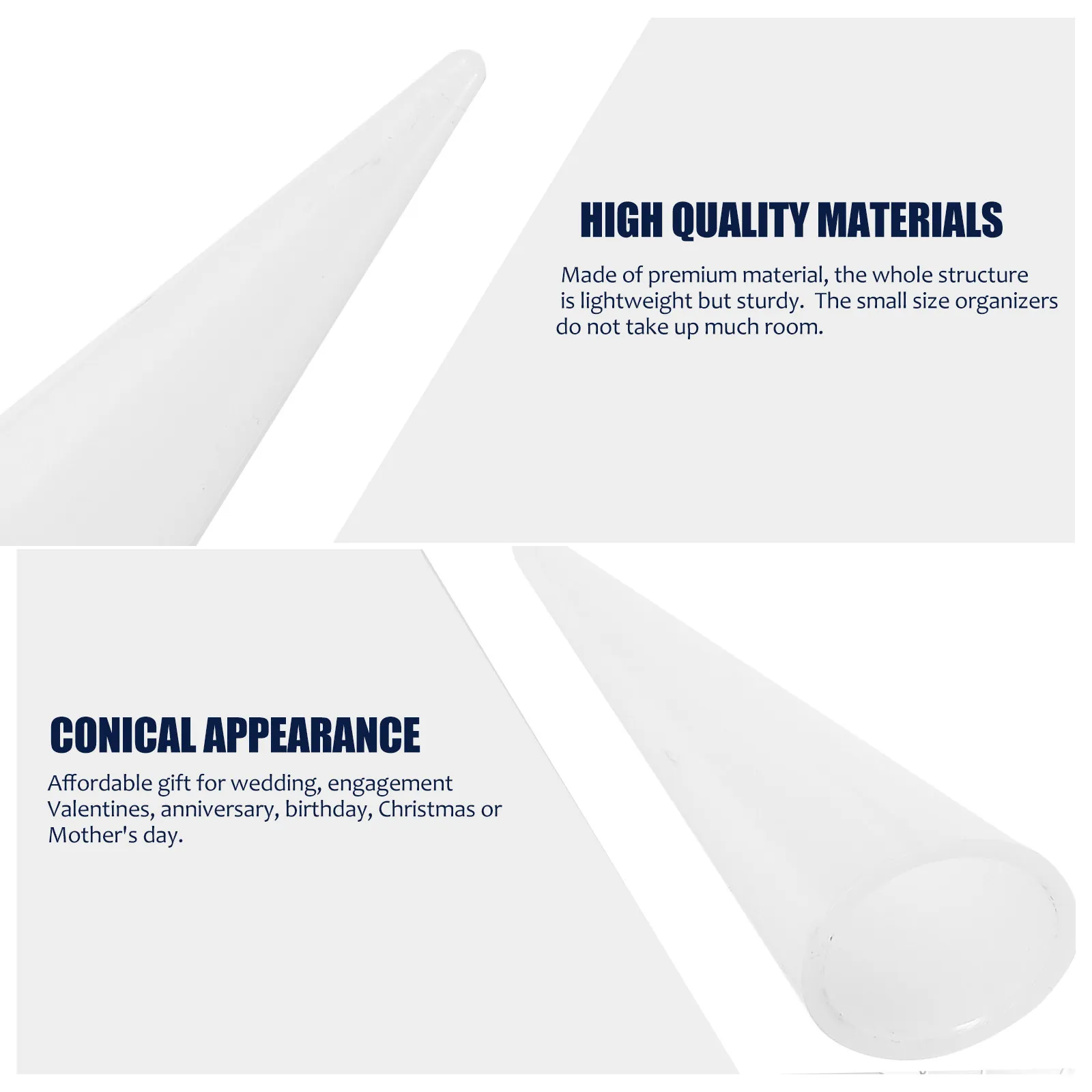 

10Pcs Acrylic Jewelry Holder Ring Display Rack Compact Sturdy Modern Tapered Shape for Home Office Retail Display Jewelry