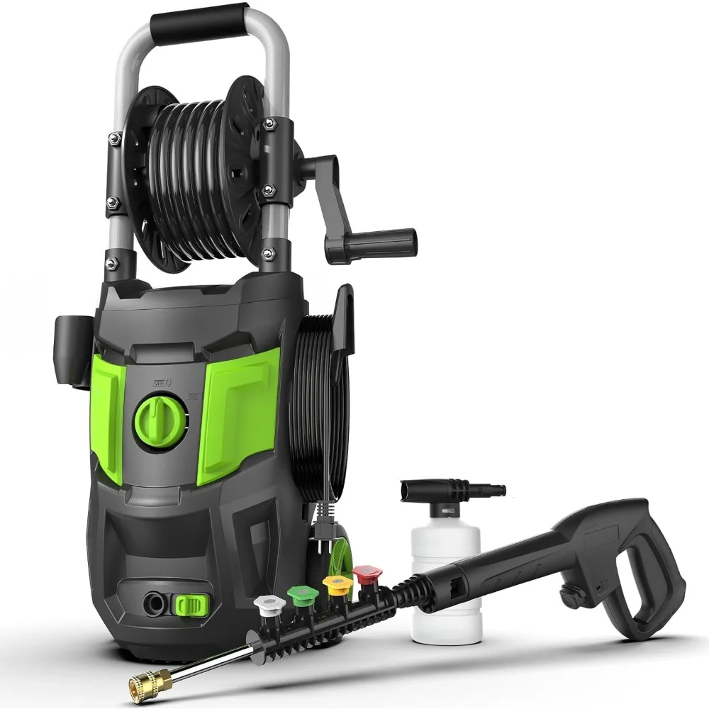 

Electric Pressure Washer, 4800PSI 3.2GPM Power Washer with Hose Reel, 20 FT Hose, 35 FT Cord, Foam Cannon and 4 Adjustable Nozzl