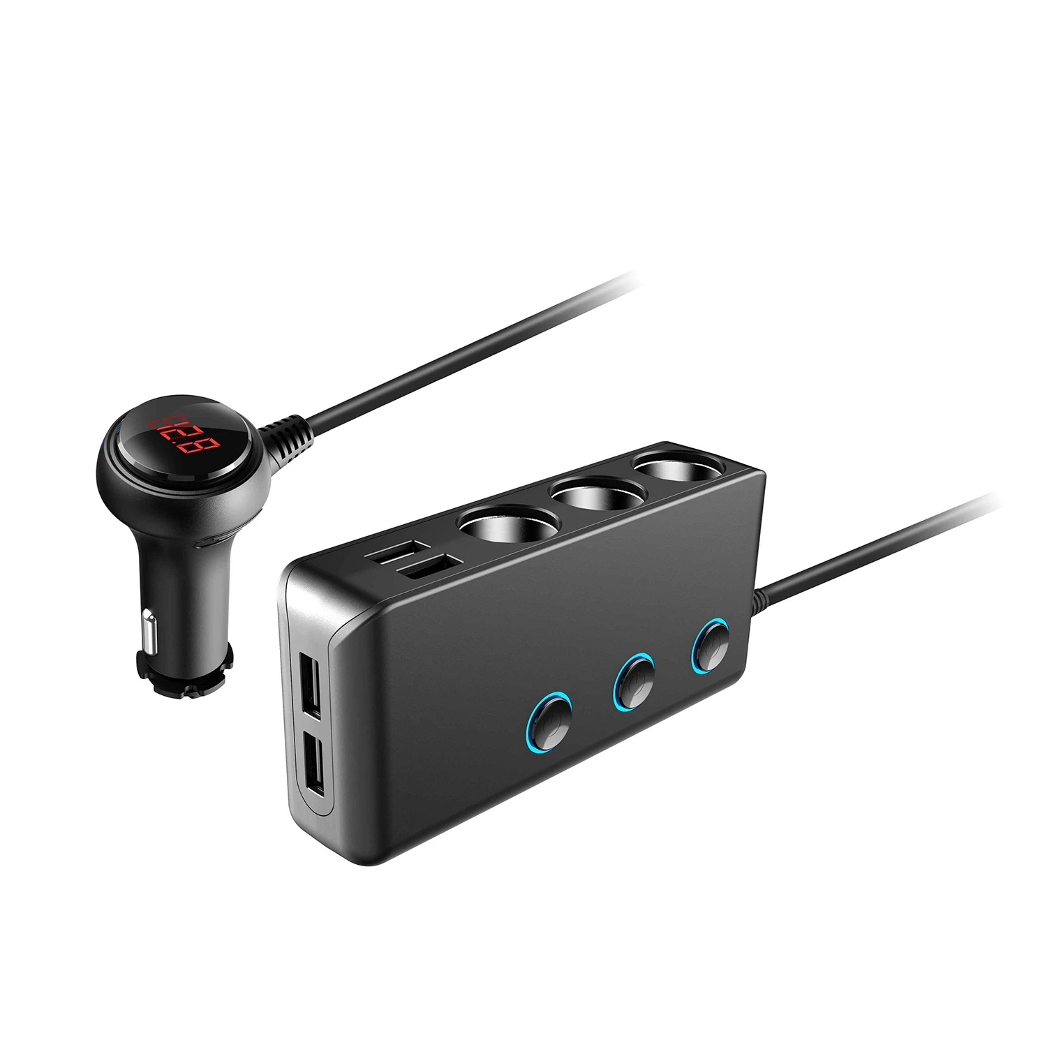 

Quick Charge 3.0 Cigarette Lighter Adapter, 120W 12V/24V 3-Socket Power Splitter DC Outlet with 8.5A 4 USB Port Multifunction