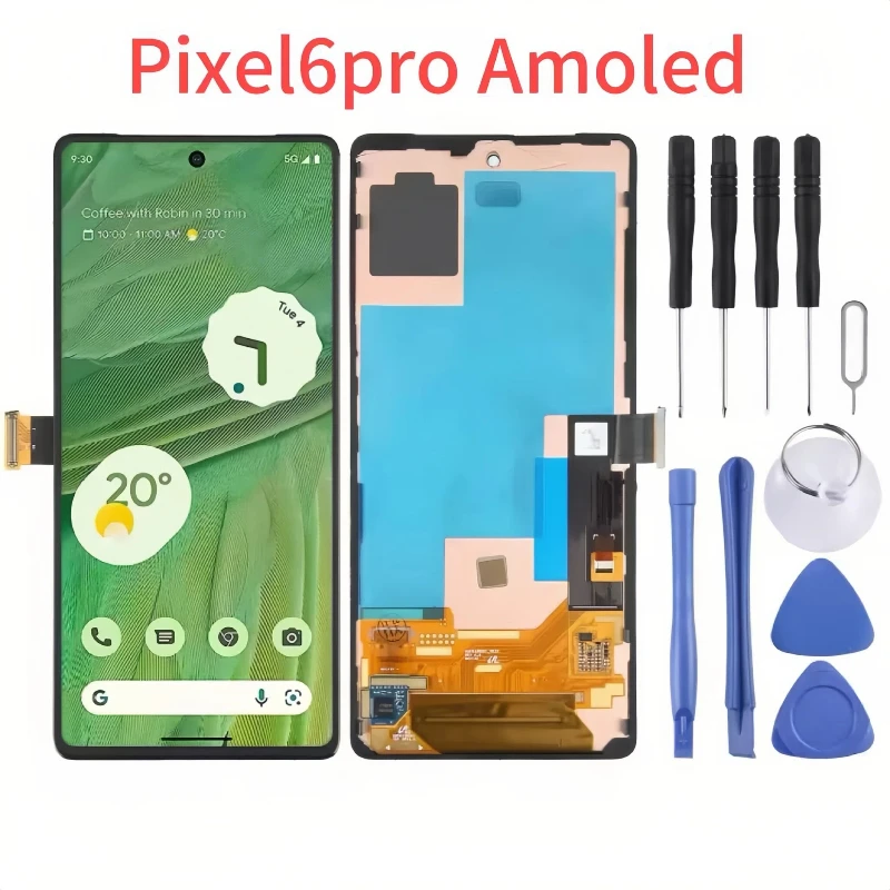 For Google Pixel 6 Pro G8VOU OLED LCD Digitizer Full Assembly With Frame No Fingerprint Touch Panel Repair Parts a35