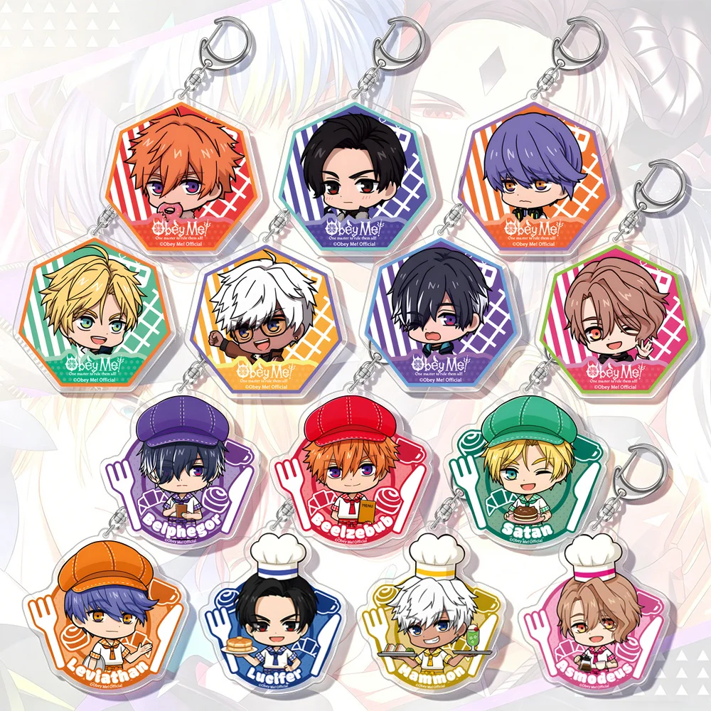 Anime Peripheral Store Lucifer Mammon Leviathan Satan Asmodeus Beelzebub Belphegor Café Series&Cute Chibi Acrylic Keychains