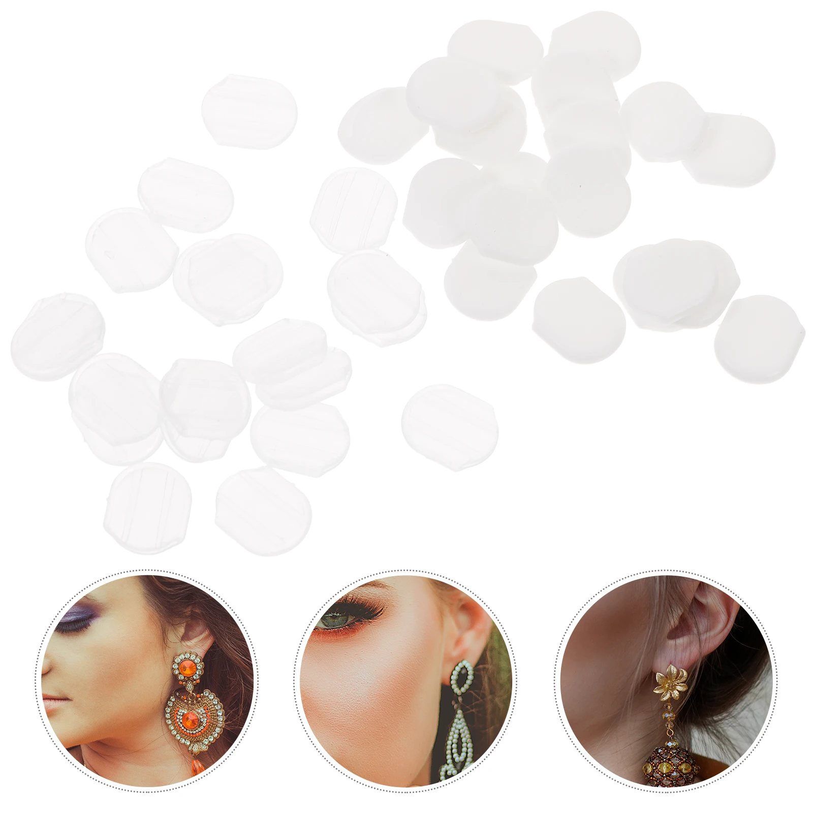 

40 Pcs Ear Clip Pad Earring Cushions Soft Non Slip Durable Clip On Earrings Accessories Oval Pain Proof Transparent Thin