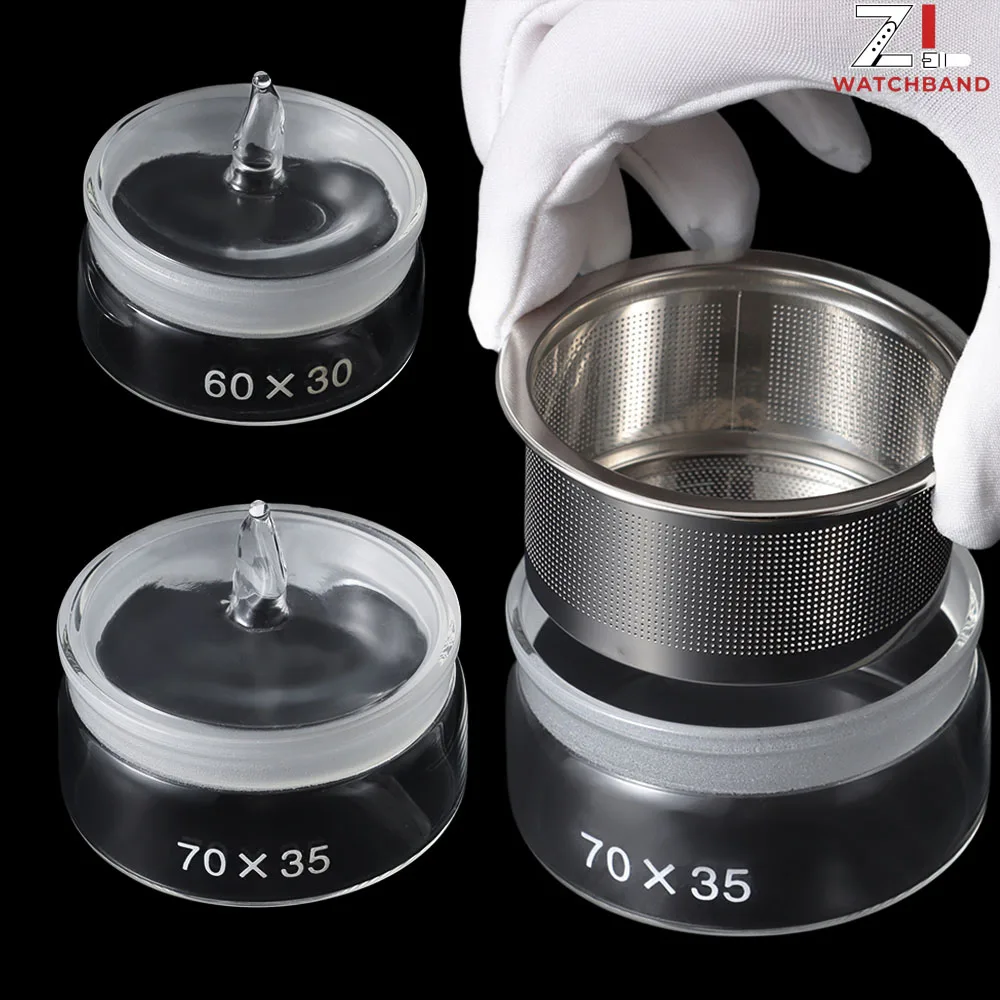 Watch Repair Oil Storage Tank Glass Cup Parts Cleane Baskets Ultrasonic Cleaning 304 Steel Mesh For Watchmakers Tool Component