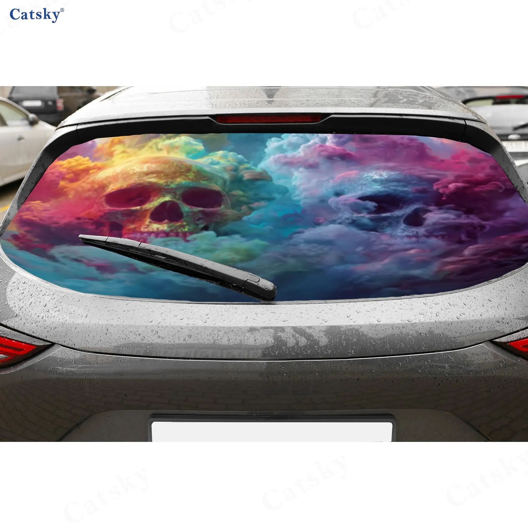 

Iridescent Bone Cloud PVC material self-adhesive waterproof car rear window sticker, easy to paste without falling off, waterpro