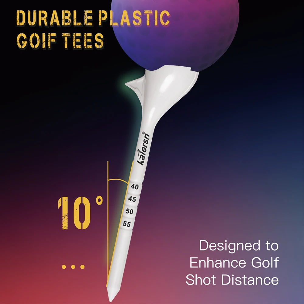 Kaiersn 10Pcs Golf Tees 10° Diagonal Insert Golf Ball Holder Designed To Enhance Golf Shot Distance Golf Plastic Tee