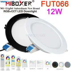 MiBoxer FUT066 FUT066-B 12W RGB+CCT Smart WiFi Downlight AC 110V 220V 2.4G Wireless RF 4-Zone Remote Tuya WiFi APP Voice Control
