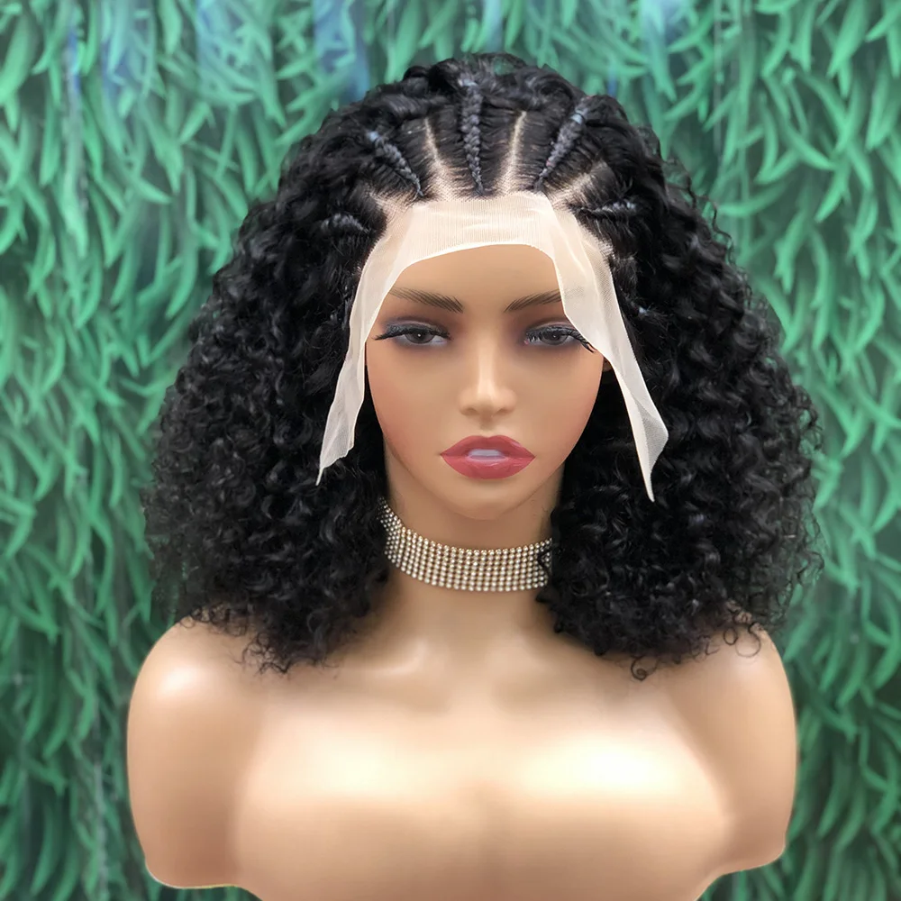 13x4 Lace Front Curly BOB Wigs For Women Braided 13x4 Lace Front Human Hair Wig African Curly Human Hair Wigs Preplucked HairUGo