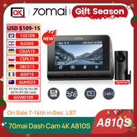 70mai Ultra HD 4K Dash Cam A810 & A810S Global Built-in GPS ADAS 150°FOV Motion Detection DVR Support Rear CamParking Montioring