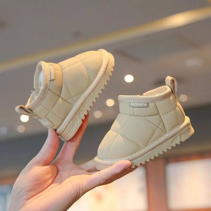 طفل الفتيات الفتيان أحذية الثلوج الأطفال أحذية الشتاء الاطفال في الهواء الطلق الدافئة أفخم الأحذية يندبروف مقاوم للماء الرضع الأحذية المبطنة بالقطن #1