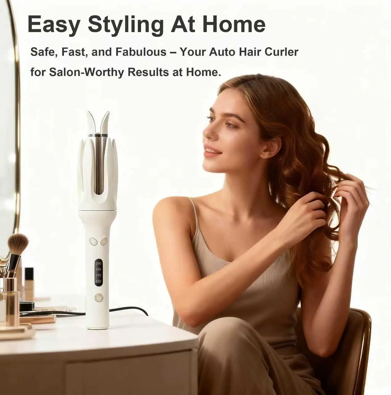 Automatic Rotating Hair Curling Crimping Iron, Negative Ion Ceramic Curler Professional Styling Wand Electric Salon Styling Tool