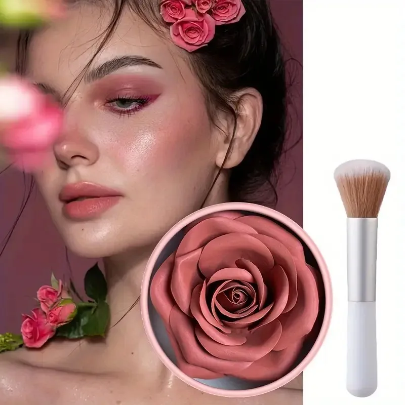 2pcs Water Resistant Petal Blush Set, Long Lasting, Silky Texture, Light Coverage, Light and Thin Makeup Effect, with Brush