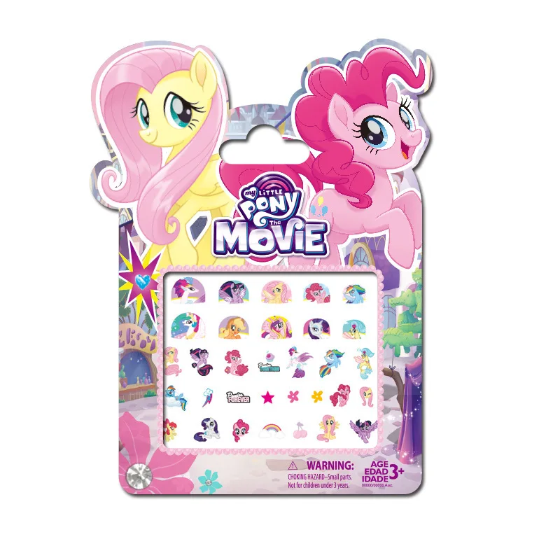 My Little Pony Adesivos de unhas para meninas, Pacote de PVC, Adesivo 3D infantil, Rainbow Dash, Twilight Sparkle, Presentes de brinquedos,