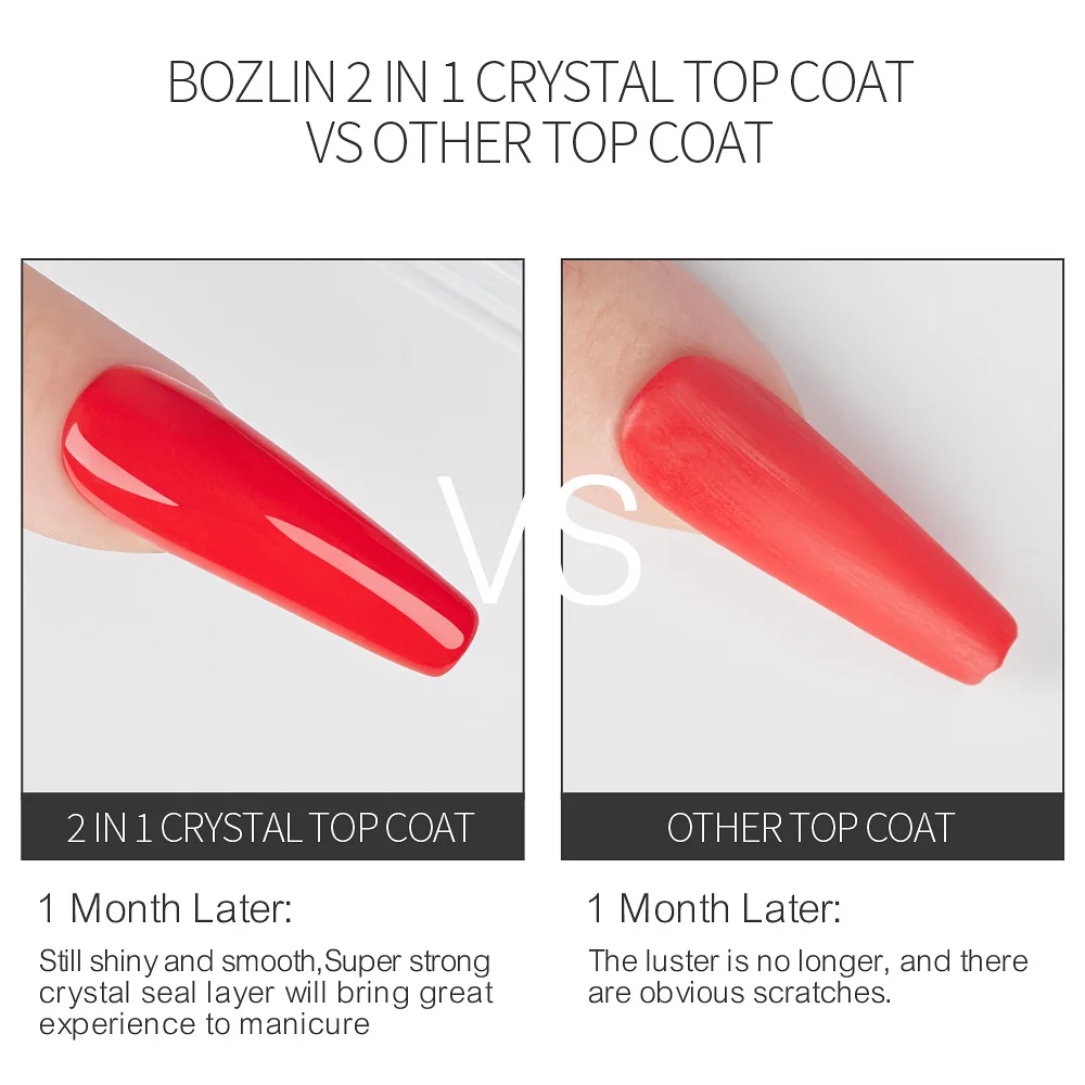 BOZLIN 15ML Diamond Top Coat per smalto Gel rinforza duraturo UV Soak Off Gel vernice High Light 2 IN1 Crystal Top Coat