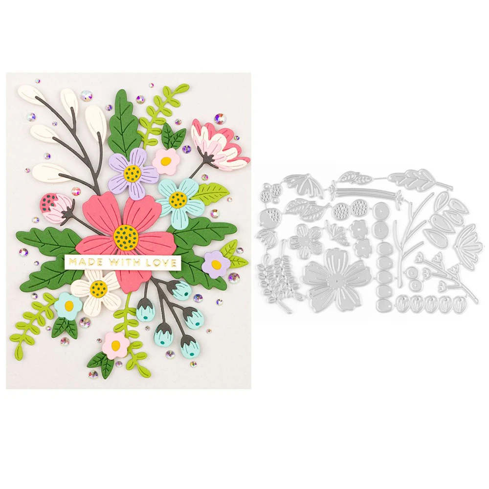 Christmas Blooms Foliages Set Metal Cutting Dies Embossing Diecut 2024 New For DIY Card Making Scrapbooking Crafting Supplies