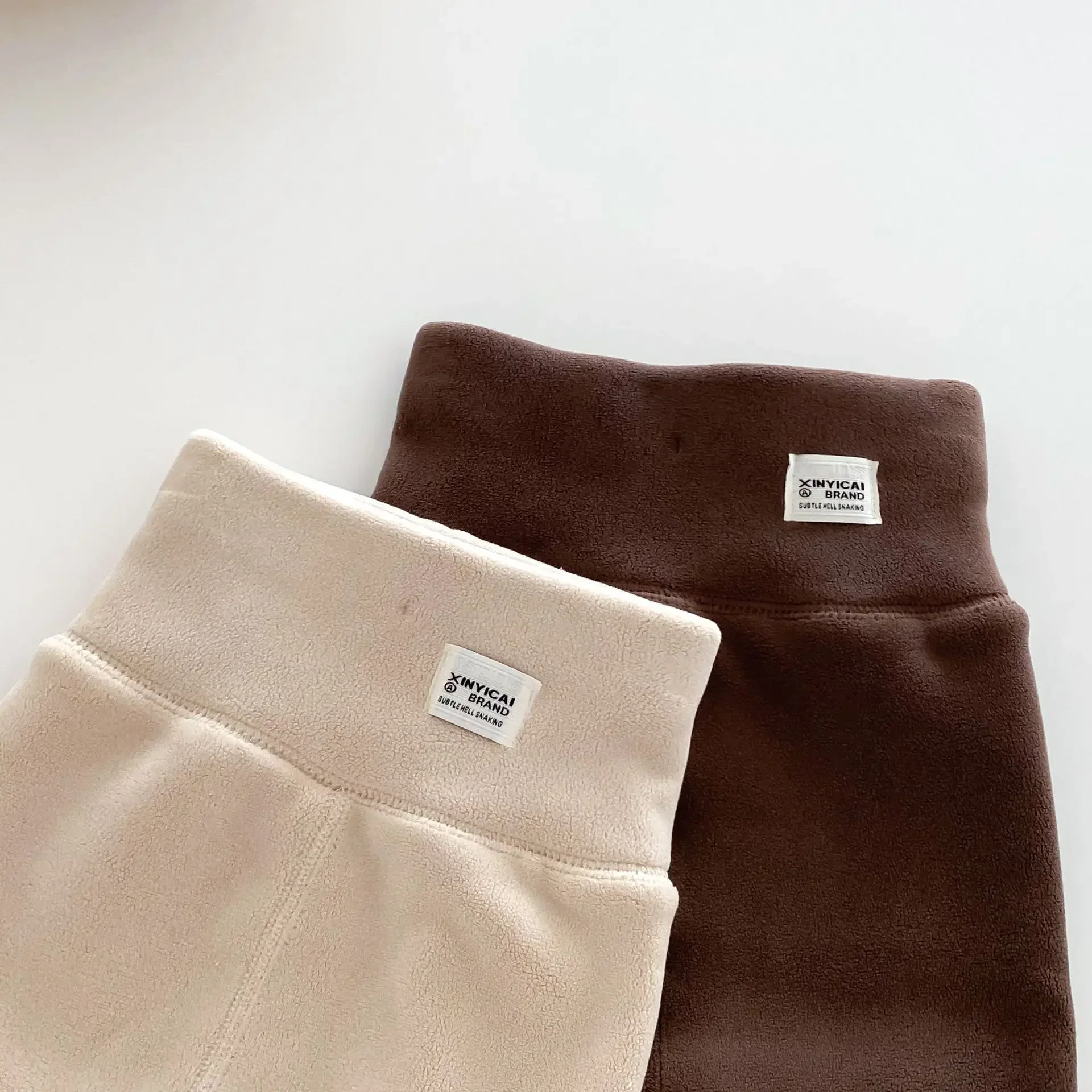 Baby Clothes Kids Fleece Belly Pants 0-2 Years Old Autumn Winter Korean Style Baby Warm High Waist Solid Color Casual Pants