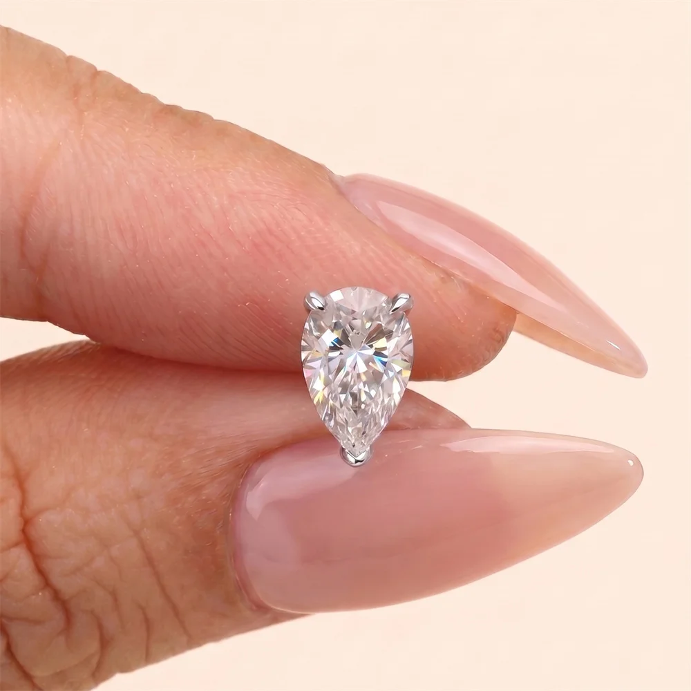 AIDE 925 Sterling Silber Klassischer Moissanit-Ohrstecker mit flacher Rückseite für Damen, 1 Karat, geometrische Form, Hochzeitsschmuck – Detail 6