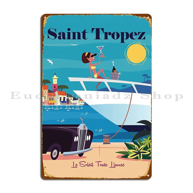 Cartel de Saint Tropez, placa de letrero de Metal, cartel de cueva personalizado, cartel de estaño, Club
