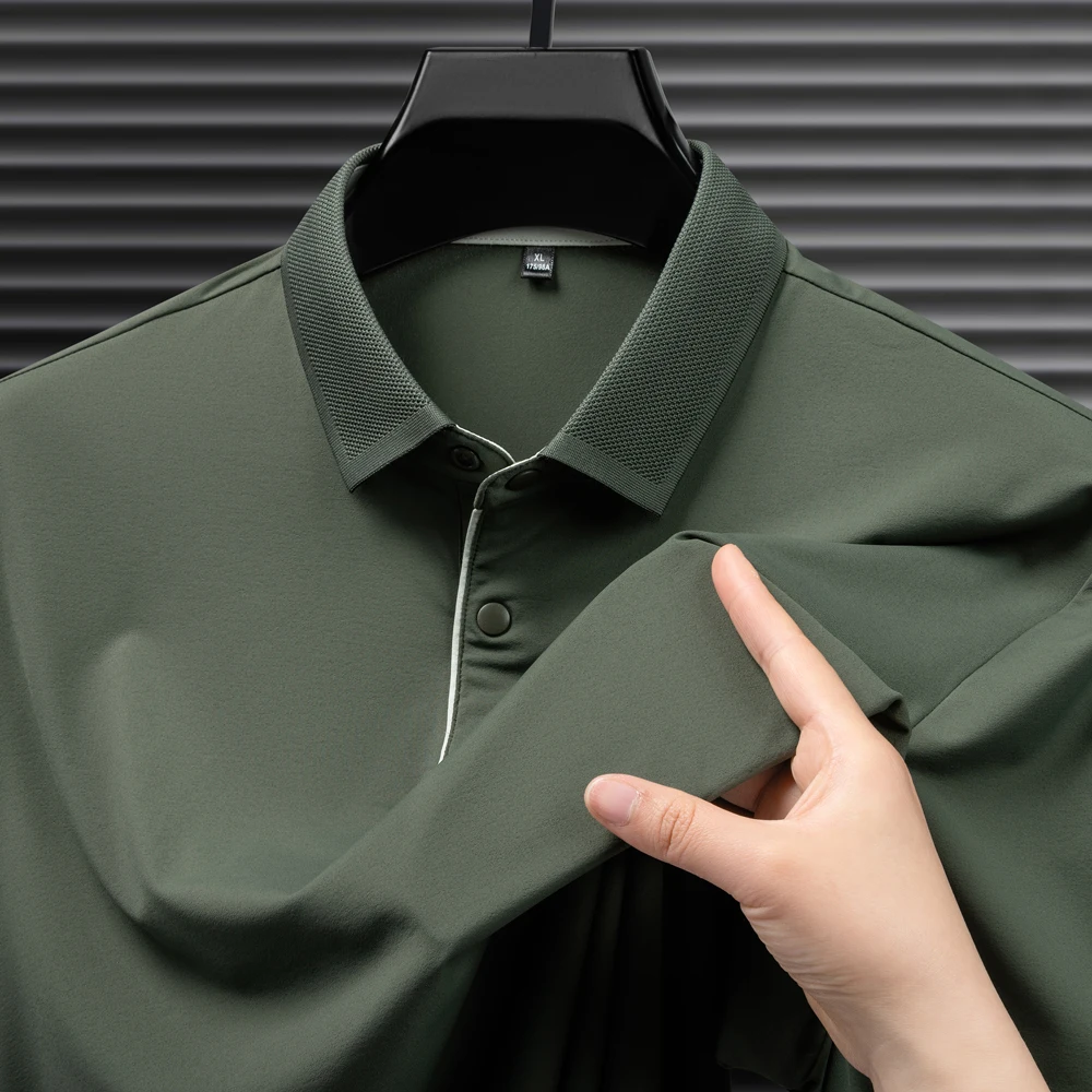 Men's Contrast Color Inside Collar&Placket Polo Shirts Short Sleeve Golf Collared Breathable Stretch Skin-friendly Soft Polos