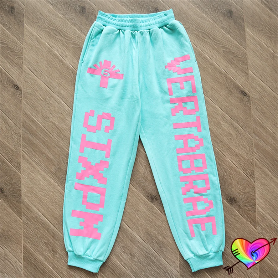 

Sky Blue Vertabrae Sweatpants Men Women 3D Puff Print Vertabrae Logo Pants High Quality Pockets Joggers Six Trousers