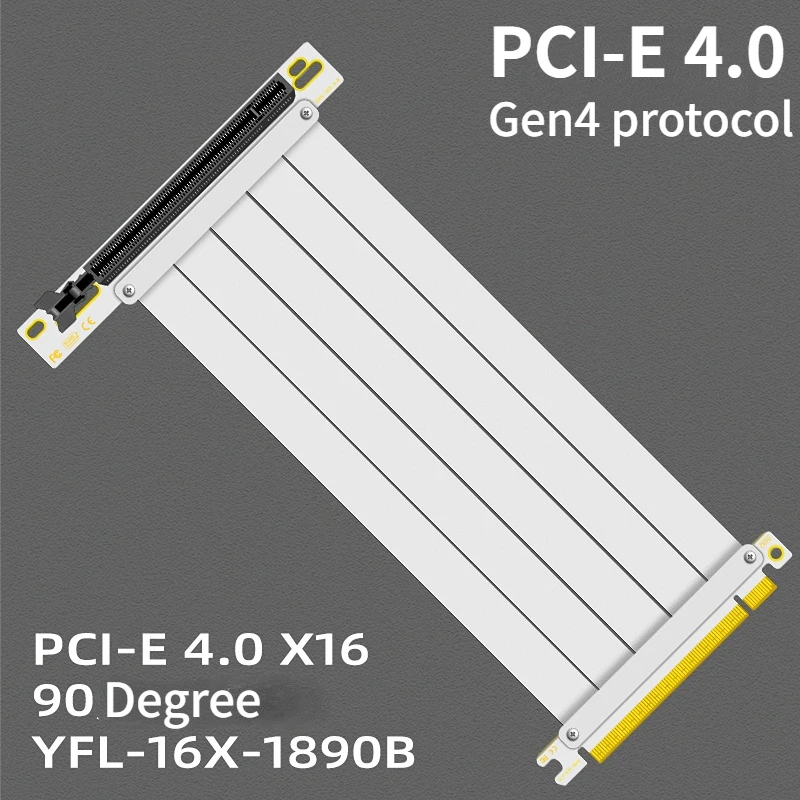 

White Full Speed 4.0 PCI-E 16X Riser Cable Graphics Video Extension Cable PCI Express GPU Expansion Card Riser Shielded Extender