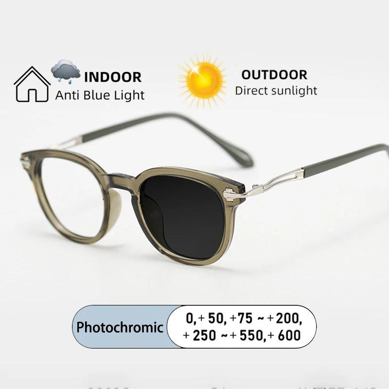 New Brand Design Vintage Japanese Metal Frame  Reading Glasses Prescription Photochromic Anti Blue Light Women Hyperopia Eyewear