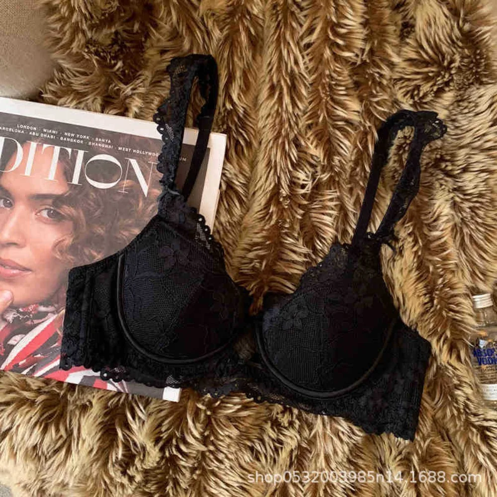 BANERDANNI French Flutter Sleeve Lace Women Bra Set Soft Underwire Thin Breathable Sexy Minimizer Beauty Back Lingerie 32‑38 AB